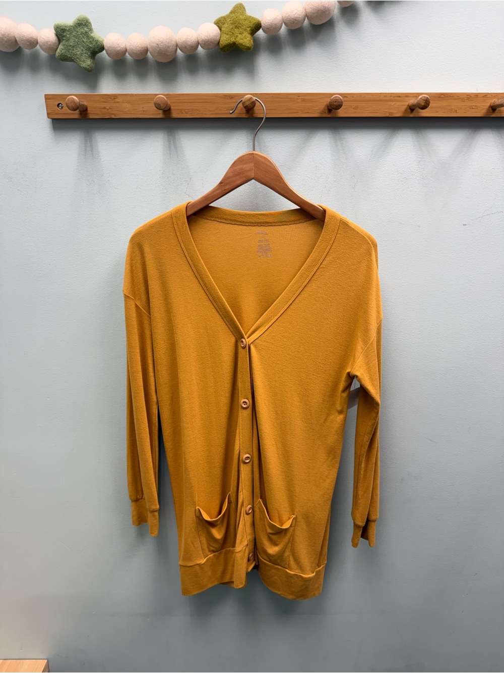 Mustard V-Neck Button Cardigan Sweater - Nursing
